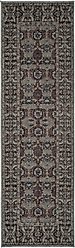 Revival Rugs Soulage Area Rug, Inky Black, Walnut Brown, Espresso Brown, Sandstone, Tan, Taupe, Crimson Red, Maroon, Bone Beige, Slate Gray, Prussian Blue, 34 x 108-in