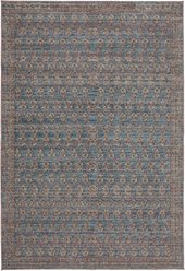 Revival Rugs Noix Area Rug, Crimson Red, Maroon, Cadmium Red, Bone Beige, Slate Gray, Prussian Blue, Baby Blue, Sandstone, Tan, Taupe, Walnut Brown, 63 x 92-in