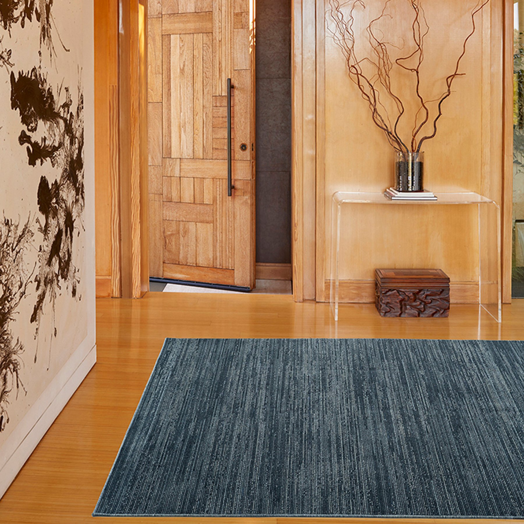 Revival Rugs Stella Rug, Prussian Blue, 3 x 11.6-ft