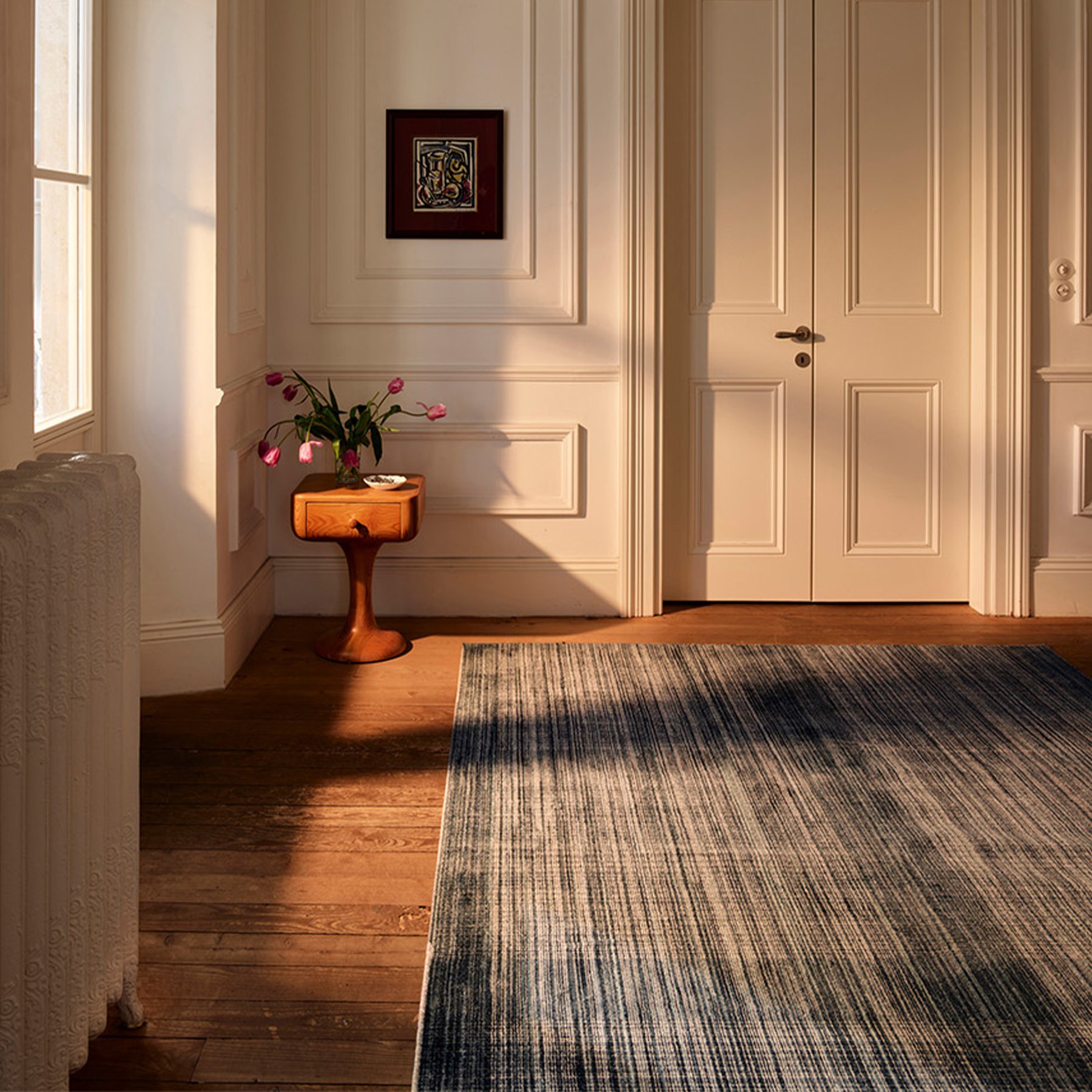Revival Rugs Scozze Rug, Prussian Blue, 3 x 9-ft