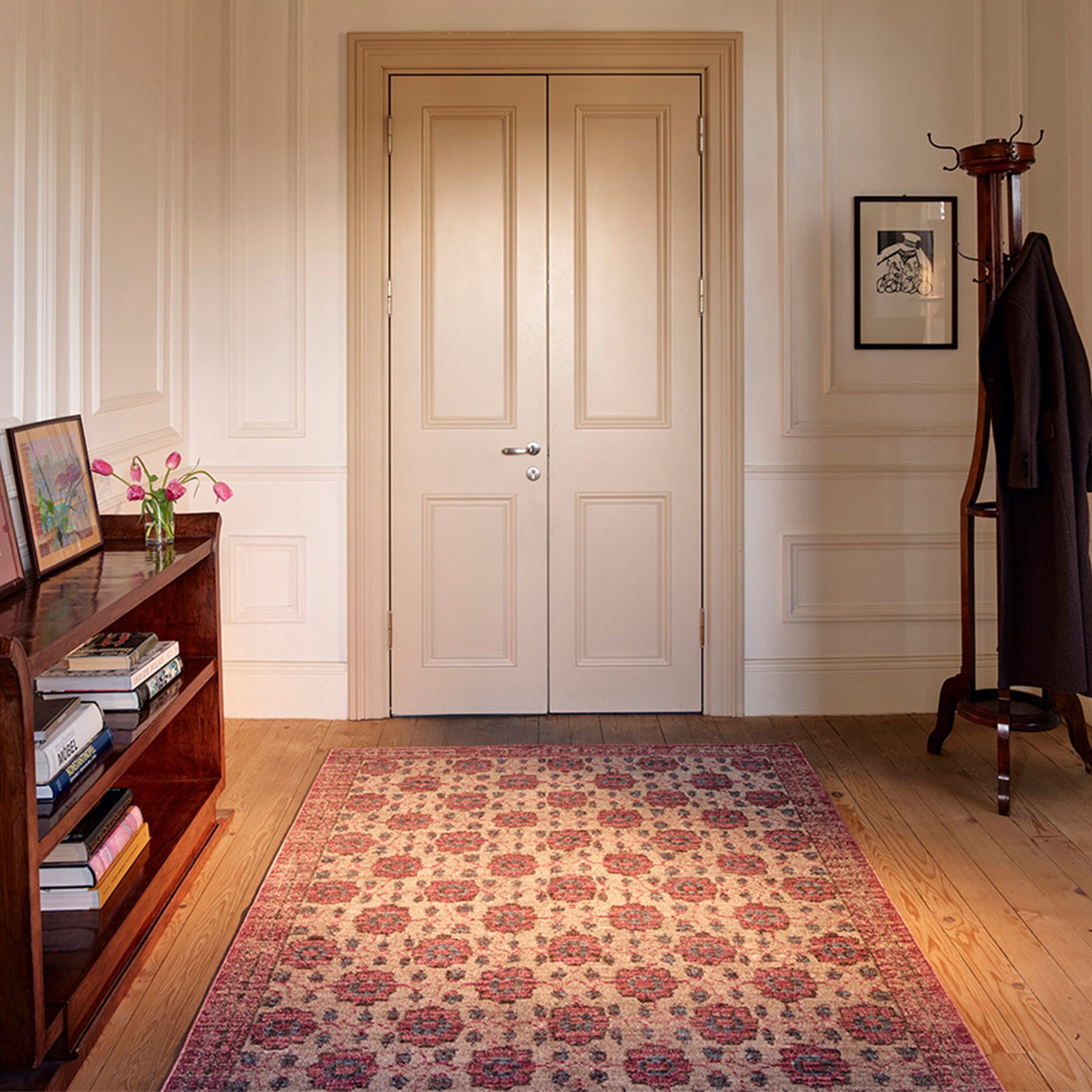 Revival Rugs Colette Rug, Maroon, 3 x 9-ft
