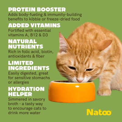 Show full view: Natoo Chicken, Sweet Potato & Broccoli in Broth Limited Ingredient Cat Food Topper, 2.4-oz pouch, case of 20 slide 6 of 11