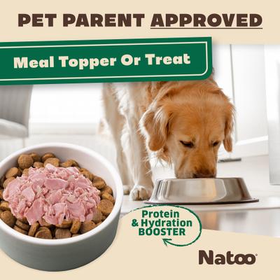 Show full view: Natoo Salmon with Brown Rice Limited Ingredient Dog Food Topper, 3-oz pouch, case of 20 slide 4 of 11
