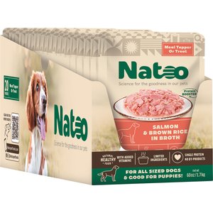 Natoo Salmon with Brown Rice Limited Ingredient Dog Food Topper, 3-oz pouch, case of 20