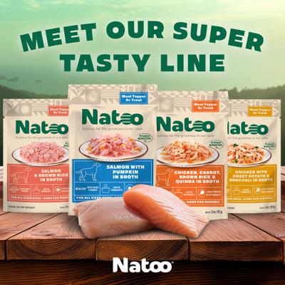 Show full view: Natoo Salmon with Pumpkin Limited Ingredient Dog Food Topper, 3-oz pouch, case of 20 slide 9 of 11