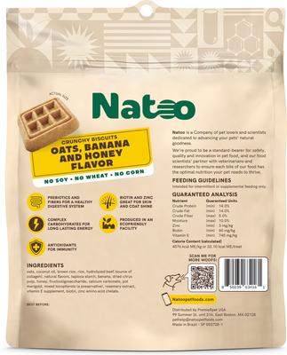 Show full view: Natoo BIG BITE Oats, Banana & Honey Crunchy Biscuit Dog Treats, 8-oz bag slide 3 of 11