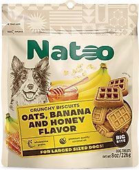 Natoo BIG BITE Oats, Banana & Honey Crunchy Biscuit Dog Treats, 8-oz bag