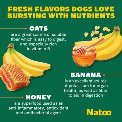 Show full view: Natoo Oats, Banana & Honey Crunchy Biscuit Dog Treats, 8-oz bag slide 5 of 11