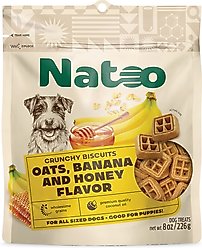 Natoo Oats, Banana & Honey Crunchy Biscuit Dog Treats, 8-oz bag