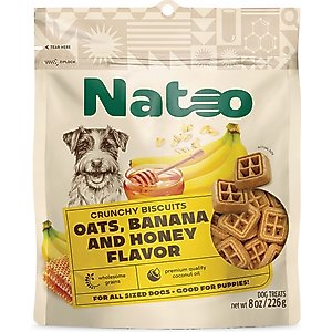 Natoo Oats, Banana & Honey Crunchy Biscuit Dog Treats, 8-oz bag