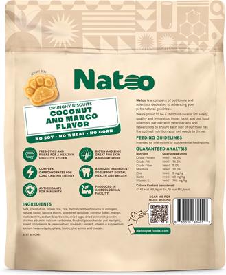 Show full view: Natoo Coconut & Mango Crunchy Biscuit Dog Treats, 8-oz bag slide 3 of 11