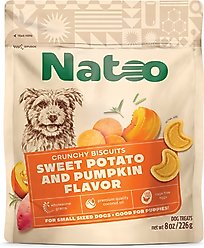 Natoo Sweet Potato & Pumpkin Crunchy Biscuit Dog Treats, 8-oz bag