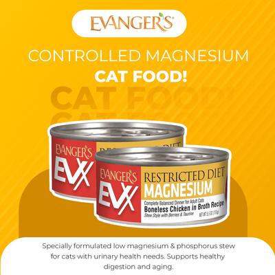 Show full view: Evanger's EVX Restricted Diet Urinary Tract Boneless Chicken Stew Wet Cat Food, 5.5-oz can, case of 24 slide 6 of 10