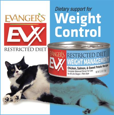 Show full view: Evanger's EVX Restricted Diet Weight Management Chicken Pate Wet Cat Food, 5.5-oz can, case of 24 slide 3 of 5