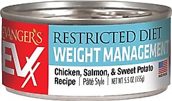 Evanger's EVX Restricted Diet Weight Management Chicken Pate Wet Cat Food, 5.5-oz can, case of 24