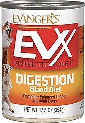 Evanger's EVX Restricted Diet Digestion Bland Diet Chicken Flavor Pate Wet Dog Food, 12.5-oz can, case of 12