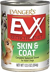 Evanger's EVX Restricted Diet Skin & Coat Salmon Flavor Pate Wet Dog Food, 12.5-oz can, case of 12