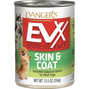 Evanger's EVX Restricted Diet Skin & Coat Salmon Flavor Pate Wet Dog Food, 12.5-oz can, case of 12