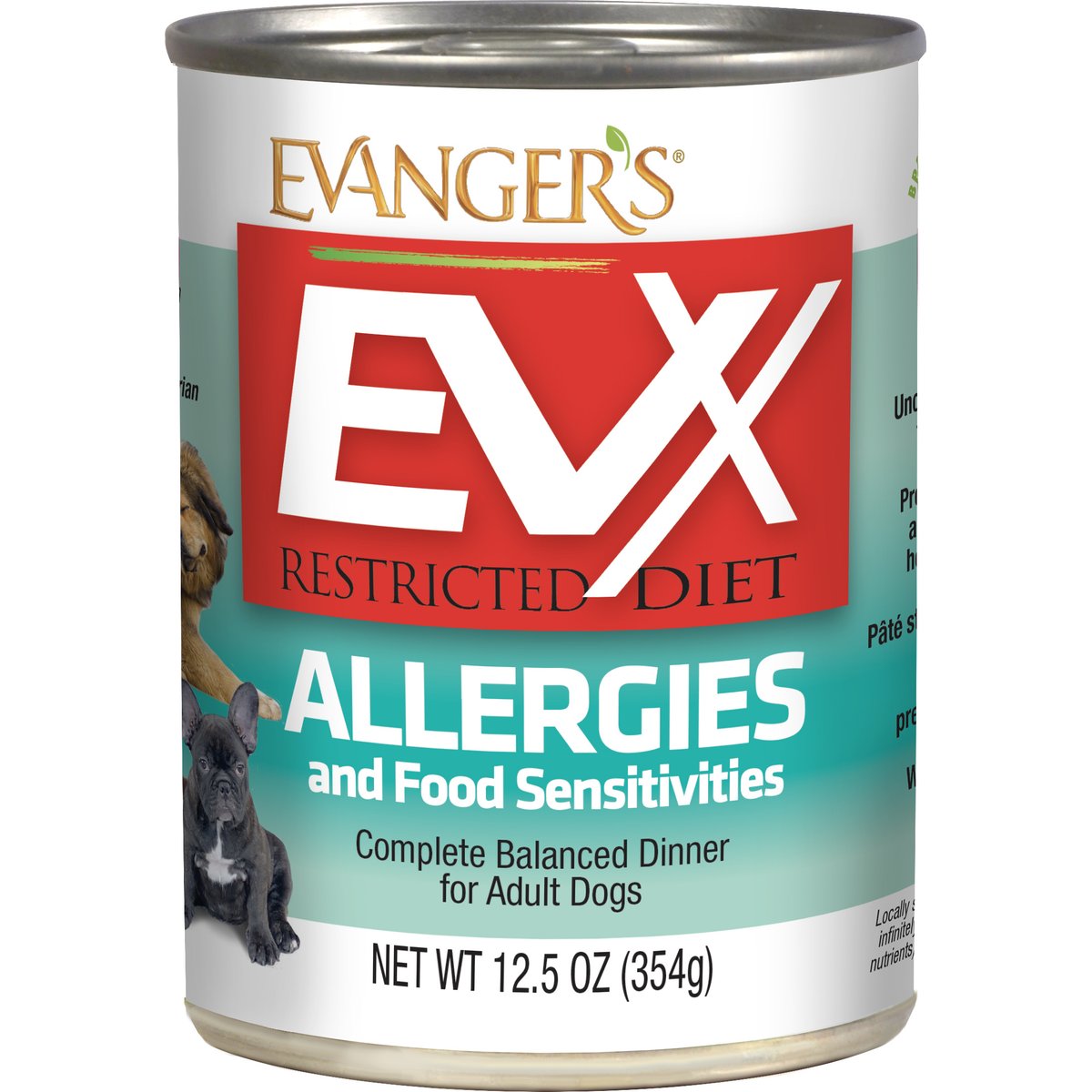 Evanger's EVX Restricted Diet Allergies & Food Sensitivities Duck Flavor Pate Wet Dog Food, 12.5-oz can, case of 12