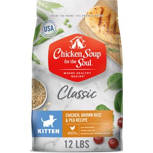 Chicken Soup for the Soul Kitten Chicken, Brown Rice & Pea Recipe Dry Cat Food, 12-lb bag