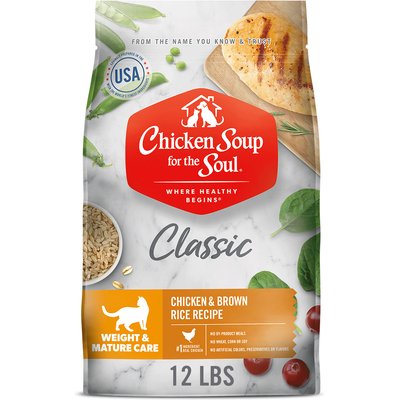 Chicken Soup for the Soul Chicken Soup for the Soul Weight & Senior Care Chicken & Brown Rice Recipe Dry Cat Food, 12-lb bag