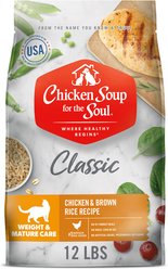 Chicken Soup for the Soul Weight & Senior Care Chicken & Brown Rice Recipe Dry Cat Food, 12-lb bag