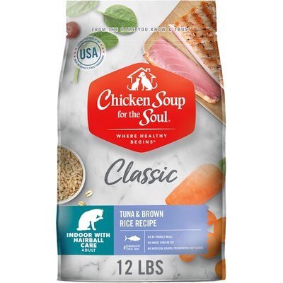 Chicken Soup for the Soul Chicken Soup for the Soul Indoor with Hairball Care Tuna & Brown Rice Recipe Dry Cat Food, 12-lb bag