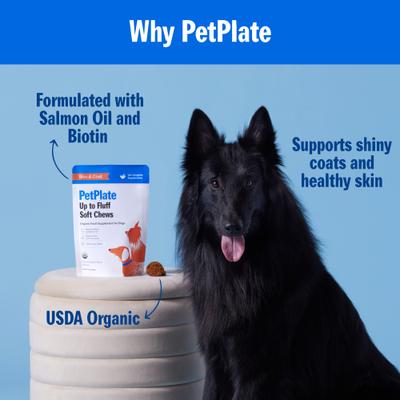 Show full view: PetPlate Human Grade Up To Fluff Skin & Coat Soft Chews Dog Supplement, 28 count slide 3 of 10