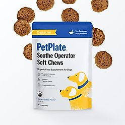 PetPlate Human Grade Soothe Operator Probiotic Digestive Soft Chews Dog Supplement, 28 count