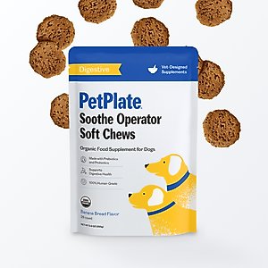 PetPlate Human Grade Soothe Operator Probiotic Digestive Soft Chews Dog Supplement, 28 count
