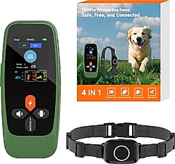 Hoistspark 4-in-1 Wireless Fence Remote Dog Training Collar, Green, Medium