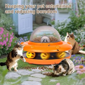 Shele UFO Cat Treat Dispenser Toy, Orange