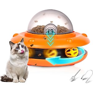 Shele UFO Cat Treat Dispenser Toy, Orange
