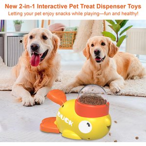 Shele Duck Shaped Dog & Cat Treat Dispenser Toy, Yellow