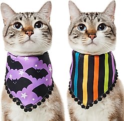 Frisco Reversible Bats & Striped Bandana with Pom-Pom Trim Costume, X-Small/Small