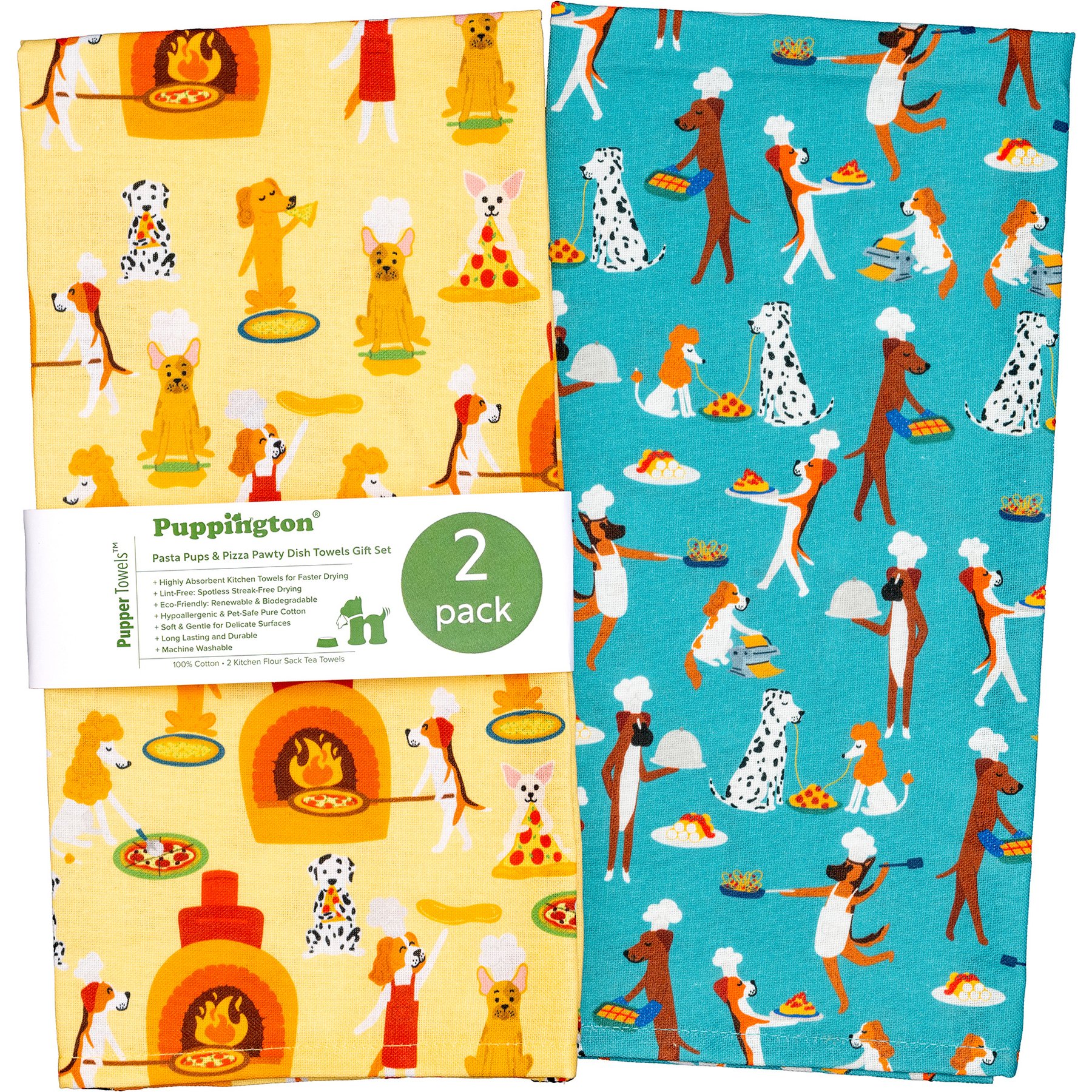 Puppington Pasta Pups & Pizza Pawty Kitchen Towels, 2 count