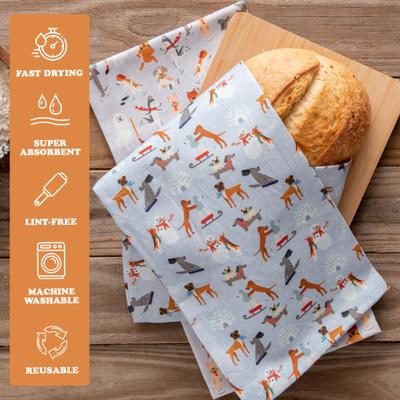 Show full view: Puppington Christmas Ice Pups Winter Woofs Kitchen Towels, 2 count slide 2 of 7