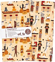 Puppington Perky Pets Coffee Bar Kitchen Towels, 2 count