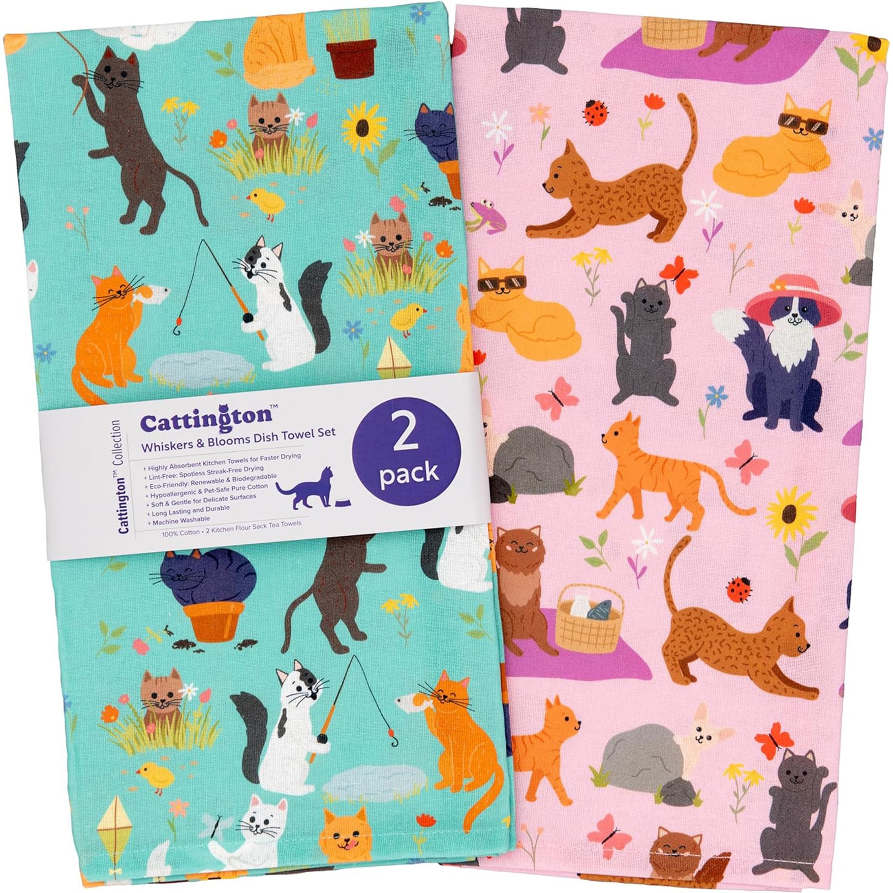 Cattington Whiskers & Souoom Kitchen Towels, 2 count