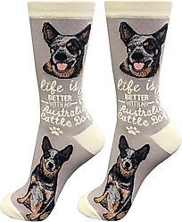E&S PETS Australian Cattle Dog Life Is Better Socks, Grey, one size