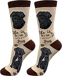 E&S PETS Pug Life Is Better Socks, Cream, one size