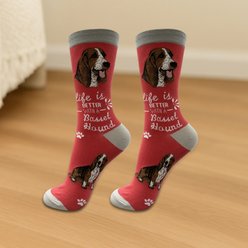 E&S PETS Basset Hound Life Is Better Socks, Red, one size slide 2 of 3