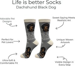 E&S PETS Dachshund Life Is Better Socks, Grey, one size slide 2 of 3
