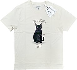 E&S PETS Black Cat T-Shirt, Ivory, X-Large