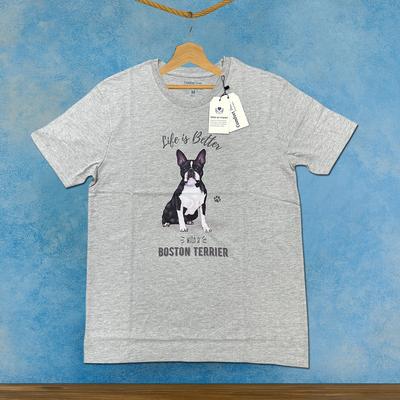 Show full view: E&S PETS Boston Terrier T-Shirt, Grey, Large slide 3 of 3