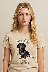 E&S PETS Dachshund Black T-Shirt, Ivory, Medium slide 2 of 4