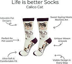 E&S PETS Calico Life Is Better Socks, Teal, one size slide 2 of 3