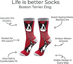 E&S PETS Boston Terrier Life Is Better Socks, Red, one size slide 2 of 3