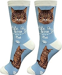 E&S PETS Maine Coon Life Is Better Socks, Light Blue, one size slide 1 of 3