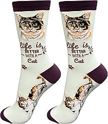E&S PETS Calico Life Is Better Socks, Teal, one size